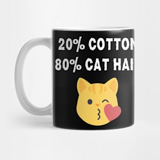 20 Percent Cotton 80 Percent Cat Hair T-Shirt / Funny Cat Shirt / Covered In Cat Hair / Cat Emoji Shirt / Cute Cat Tee / Cat Owner Gift Mug